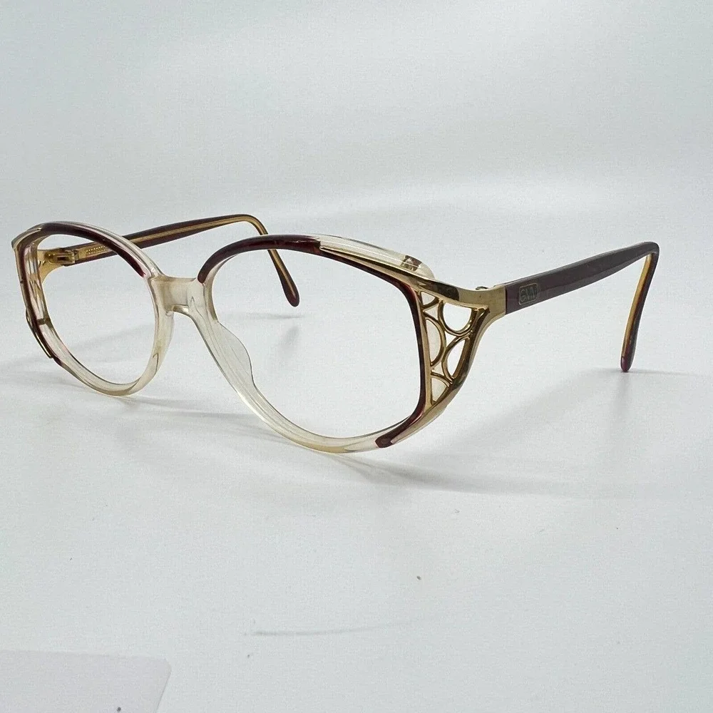 GMV Eyeglasses Frames Vintage‎ 80's Round Clear Red 54-16-130 H8777